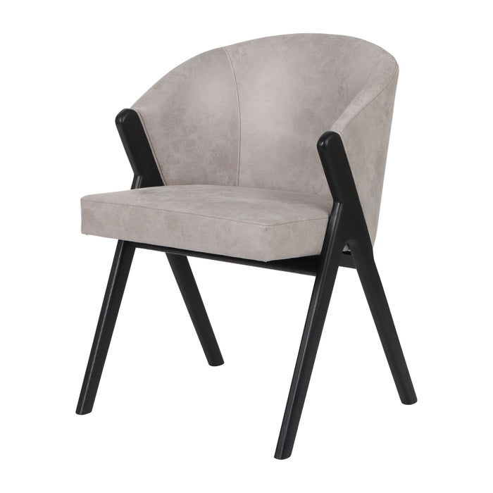 Astra Suede Wood Accent Chair - Ivory