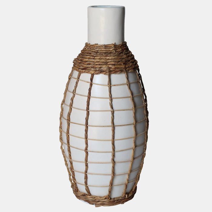Terracotta Bottle Vase - White / Brown