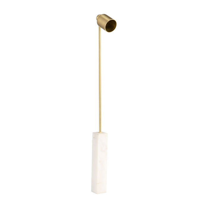 Marble Round Candle Snuffer 12" - Gold / White