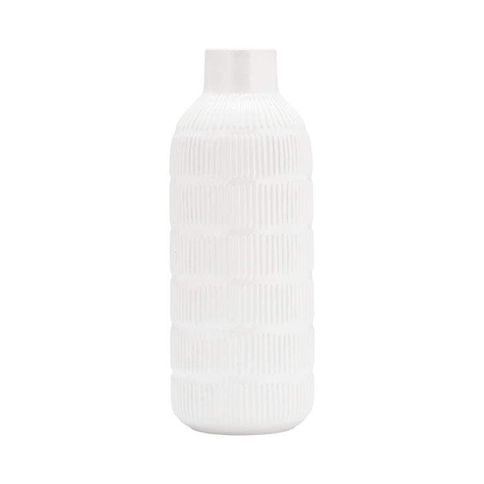 Cer Pearl Stripe Vase 17" - White