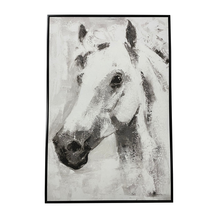 32 x 48 Framed Handpainted White Horse