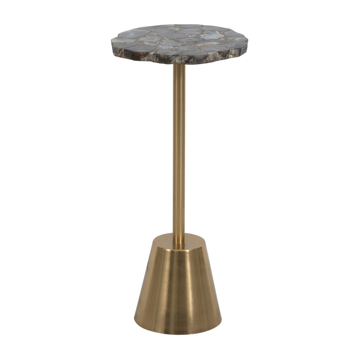 Rough Edge Agate Top Accent Table - Gold