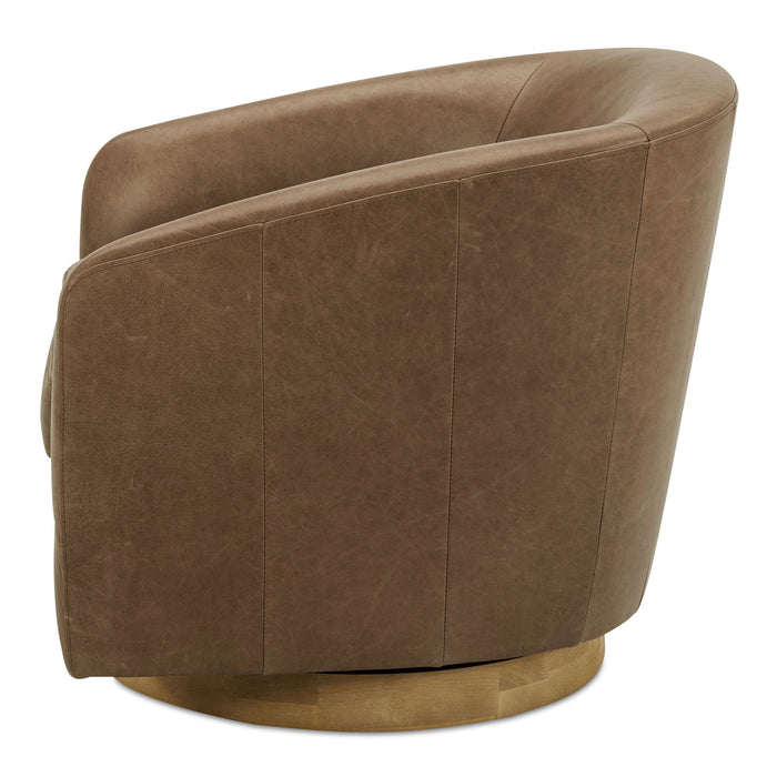 Oscy - Leather Swivel Chair - Tan