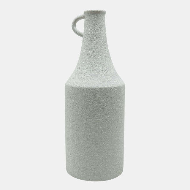 16" Rough Texture Bottle Vase - White
