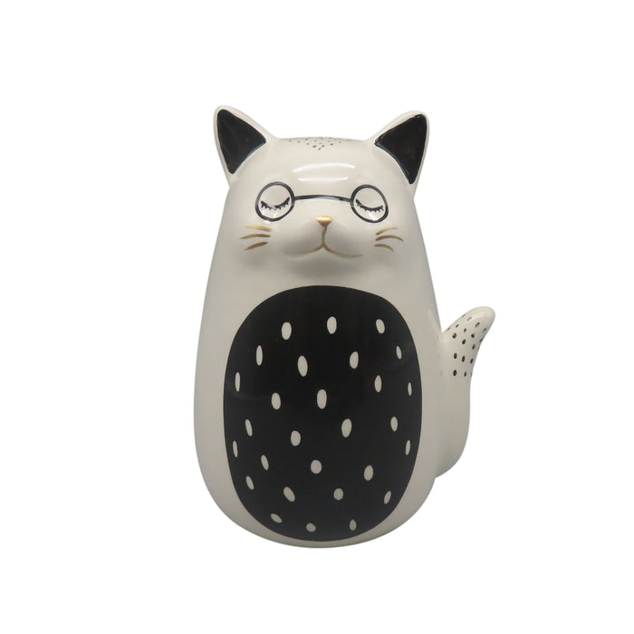 7" Spotted Belly Kitty - White / Black