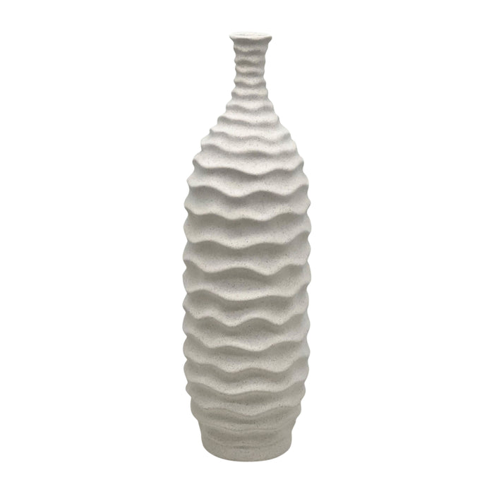 15" Horizontal Ribbon Vase Sand Texture - White