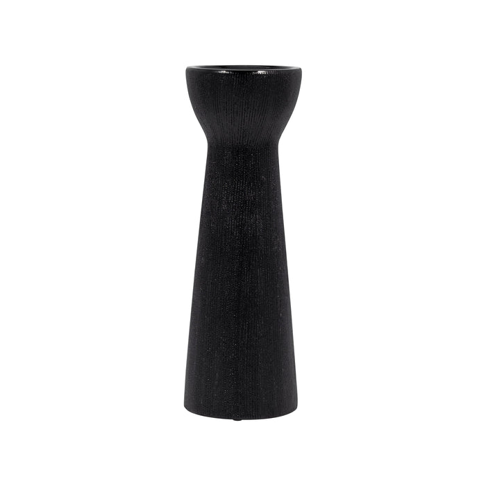 Ceramic 12" Bead Candle Holder - Black