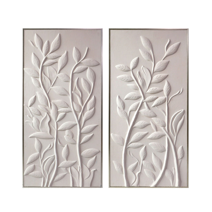 25" x 49" Pavant Dimensional Plaster Art (Set of 2) - White
