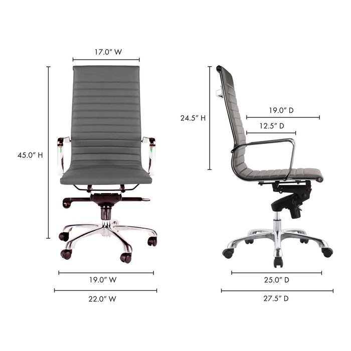 Studio - Swivel Office Chair High Back - Gray