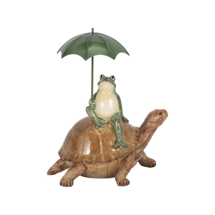 13" Frog On Turtle With Umbrella - Multi
