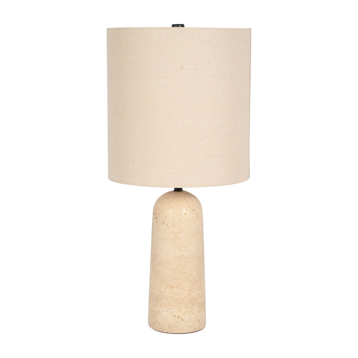 Travertine 25" Cylinder Table Lamp - Natural