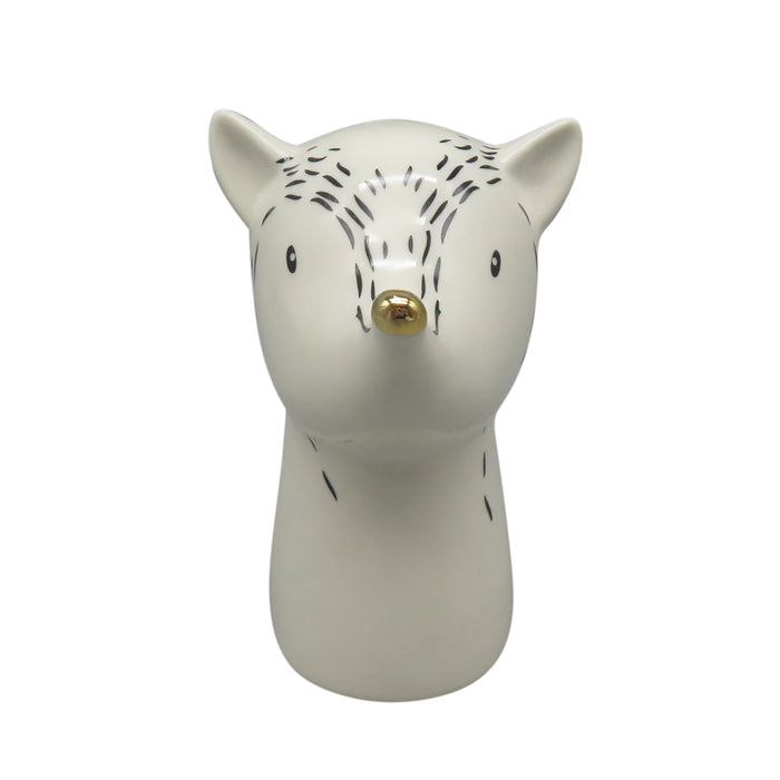 6" Fox Head With Gold Nose - White/Black