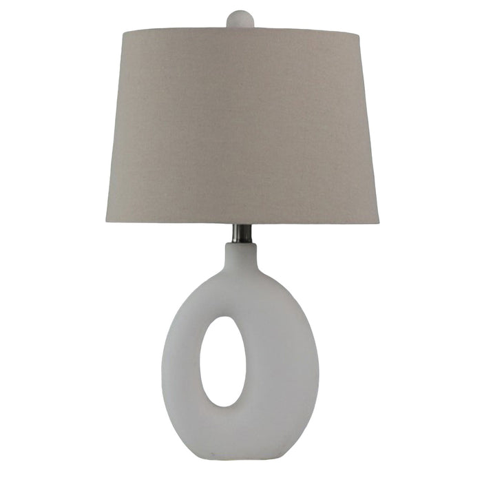 23" Ceramic Open Cut Out Table Lamp (Set of 2) - White / Tan