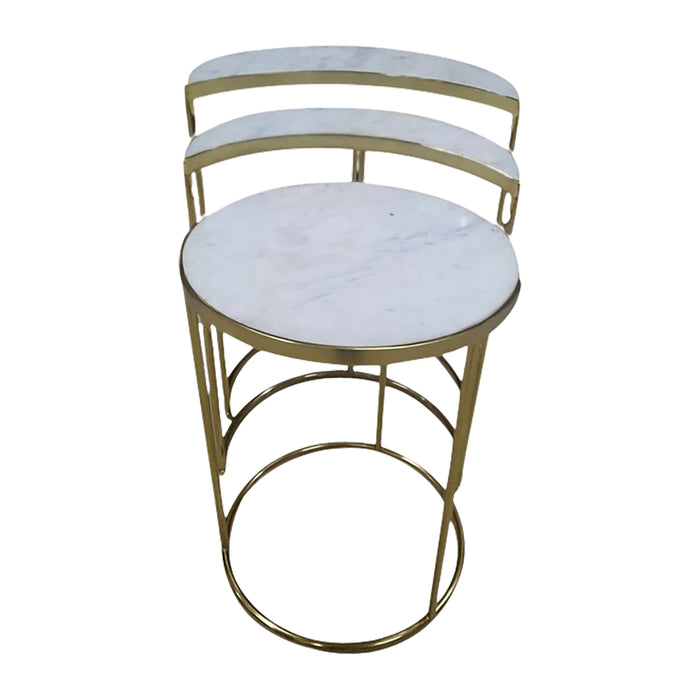 24" Marble Top Crescent Side Tables (Set of 3) - Gold