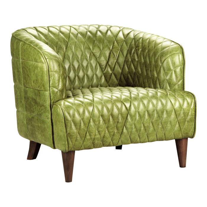 Magdelan - Tufted Leather Arm Chair - Emerald