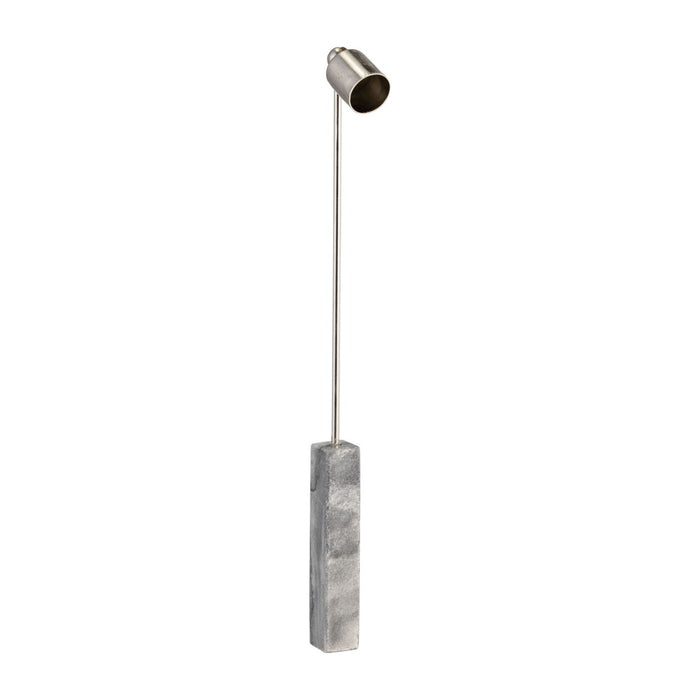 Marble Round Candle Snuffer 12" - Silver / Black