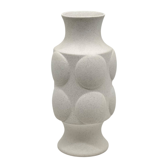 11" Large Dot Embossed Vase Sand Texture - White