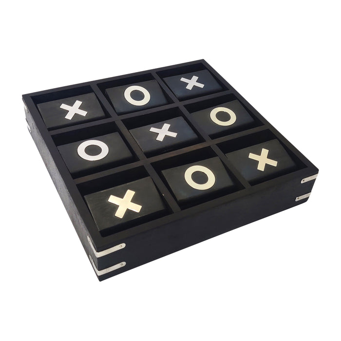 Wood 10X10 Revolving Tic Tac Toe - Black