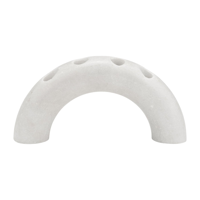 Marble 4-Taper Candle Holder 10" - White