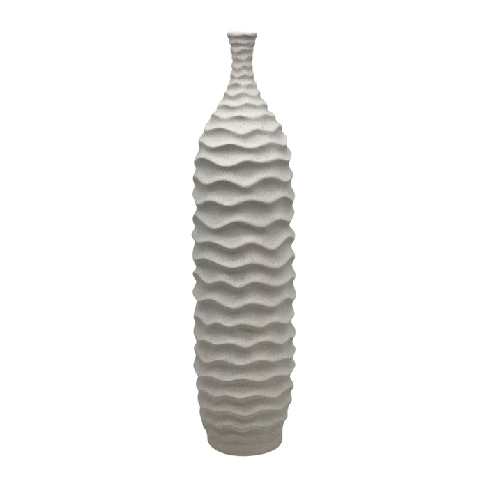 20" Horizontal Ribbon Vase Sand Texture - White