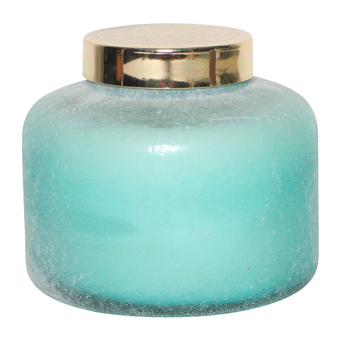 5" 22 Oz Cool Waters Frosted Lid Candle - Seafoam
