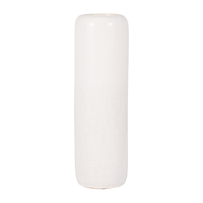 Ceramic 18" Grooved Vase - Ivory