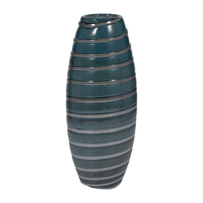 15" Santiago Striped Vase - Blue