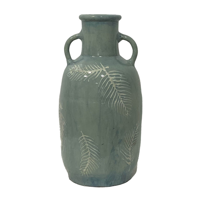 Terracotta Leaf Eared Vase 23" - Mint