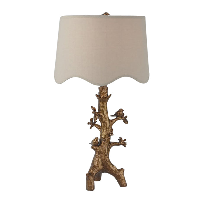 28" Perched Birds On Branch Table Lamp - Gold