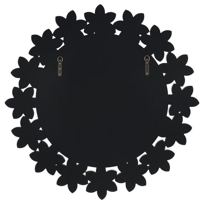 Cordelia - Round Floral Frame Wall Mirror - Silver