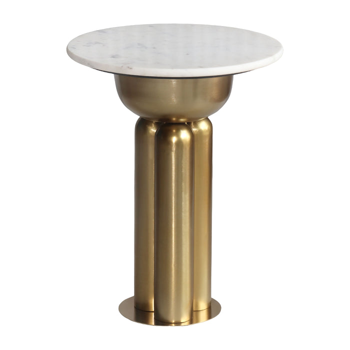 Metal 22" Marble Top Side Table - Gold / White