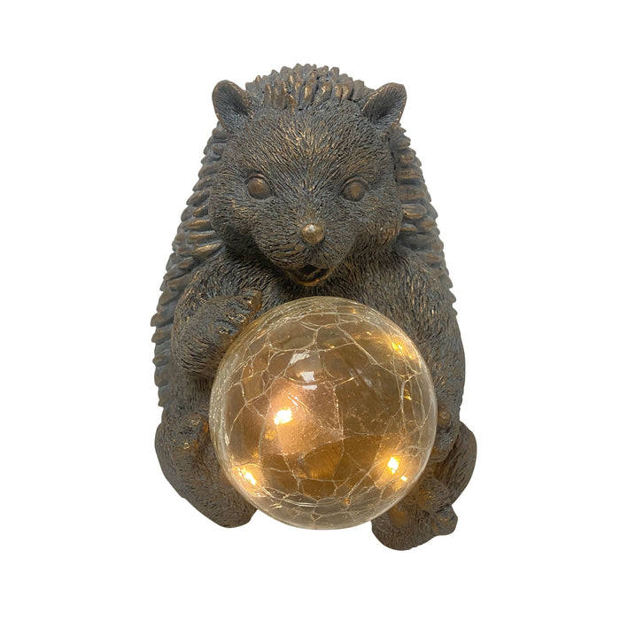 8" Hedgehog With Solar Orb - Antique Copper