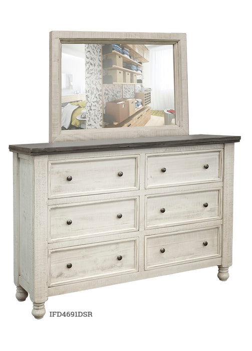 Stone - Dresser With 6 Drawers - Antiqued Ivory / Weathered Gray