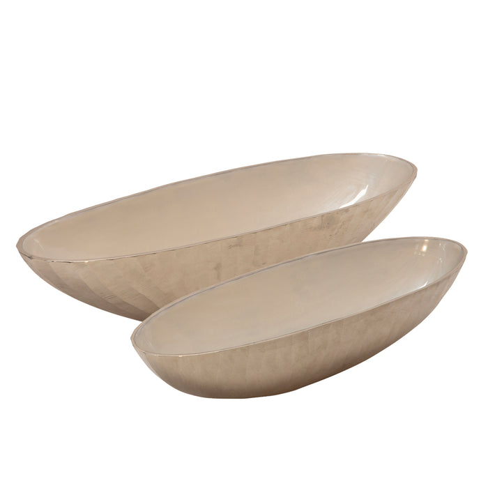 (Set of 2) Aluminum 22/24" Oval Bowl - Silver
