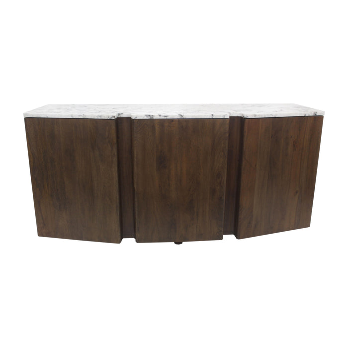 Wood 63 x 30 Marble Top Console - Dark Brown