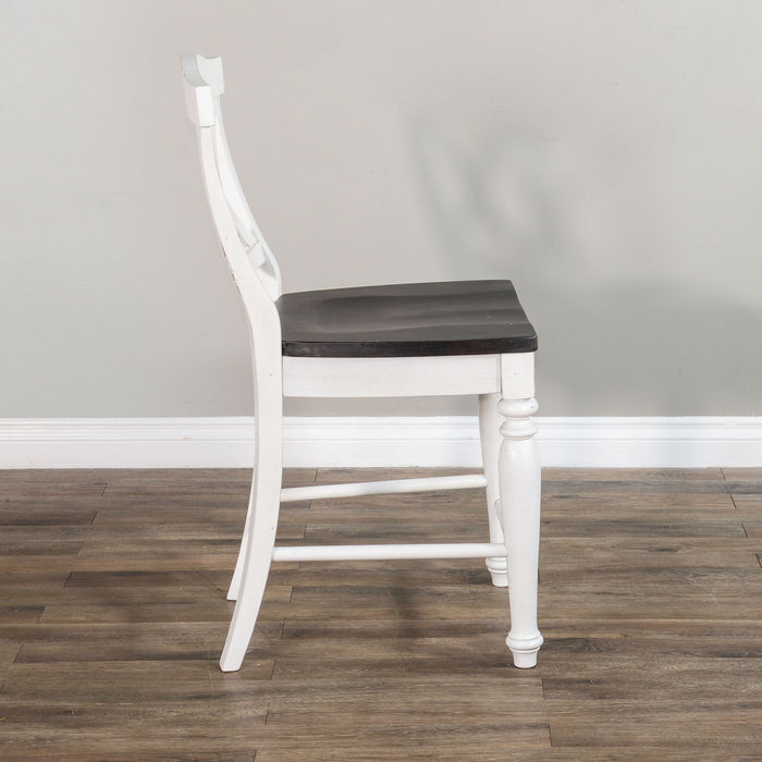 Carriage House - Crossback Barstool - White / Dark Brown