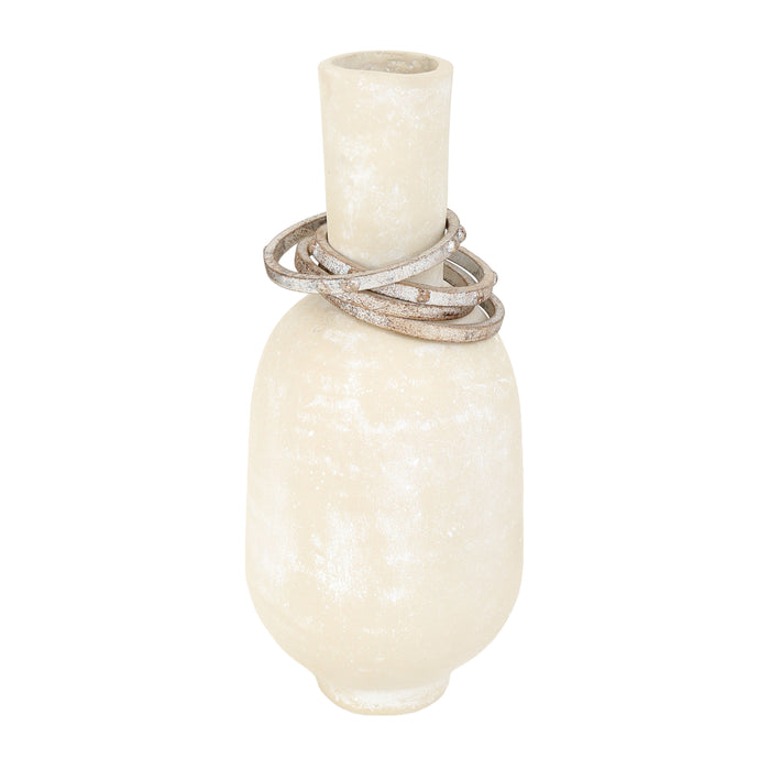 10" Grant Small Ecomix Vase With Rings - Beige