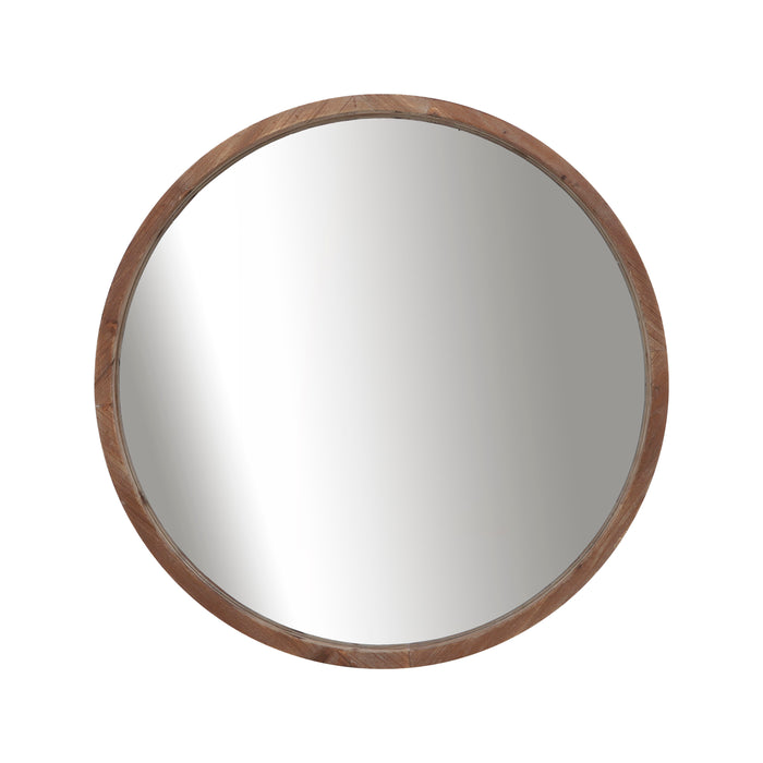 Wood Round Mirror 32" - Brown