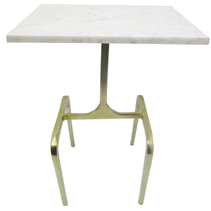 Metal 4-Legged Accent Table Marble 22" - White / Gold