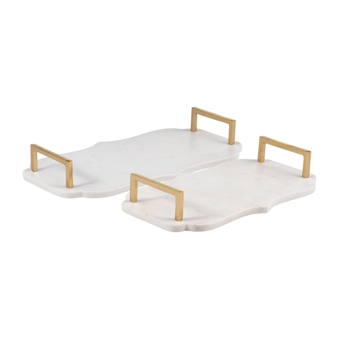 Marble Accent Trays 15 / 18" (Set of 2) - White