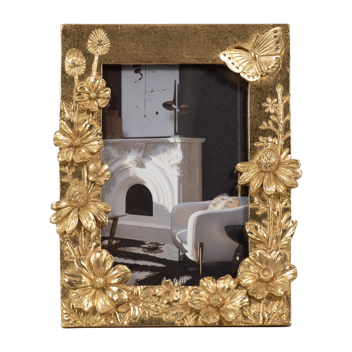 4" x 6" Spring Time Photo Frame - Gold