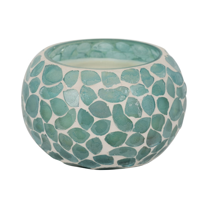 4" - 10 Oz Mosaic Scented Candle - Light Blue