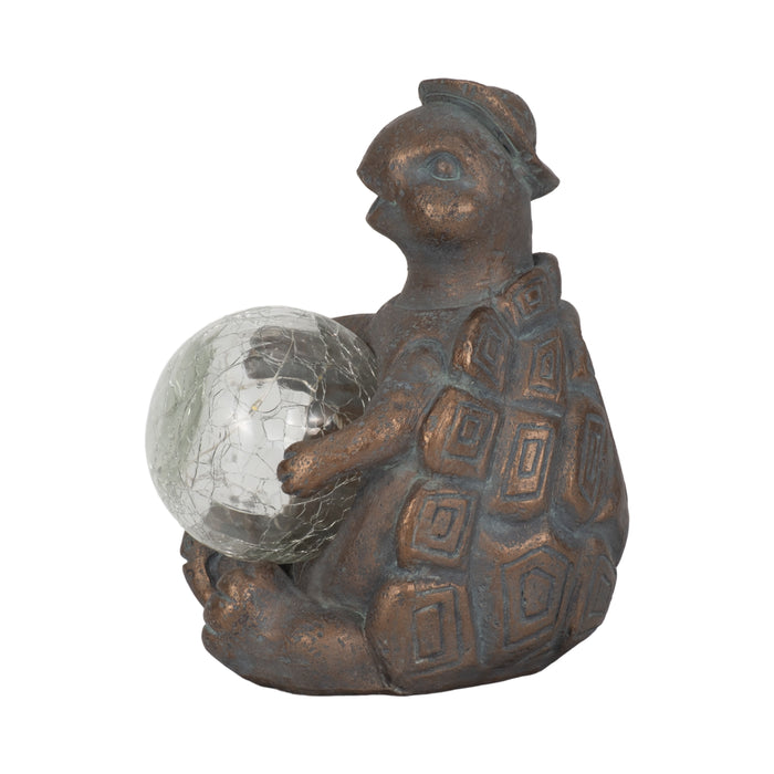 7" Turtle With Solar Orb - Antique Copper