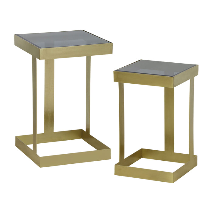 Metal (Set of 2) 20/22" Square Contemporary Side Tables