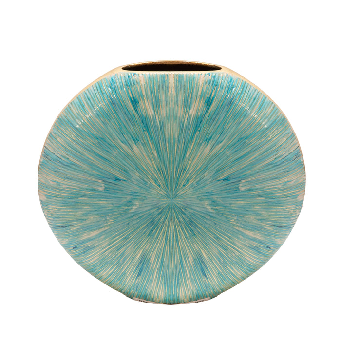 Decorative Metal Vase 11" - Turquoise