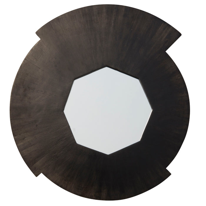 Wood Round Mirror 23" - Black