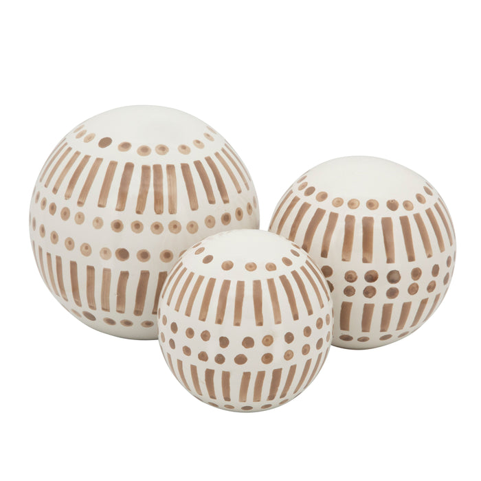 Ceramic 6/5/4" Orbs (Set of 3) - Tan
