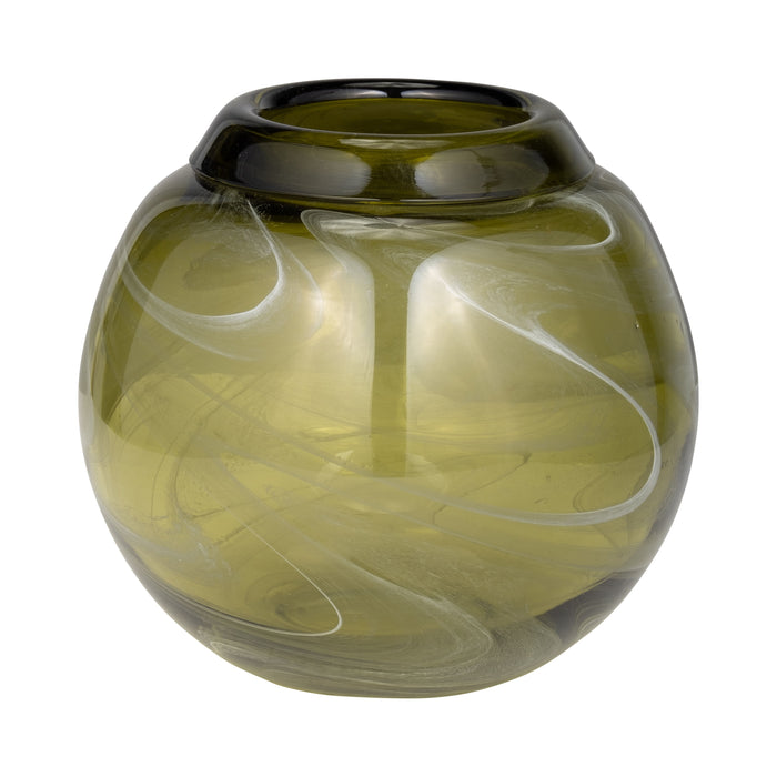 Glass Bowl 7" - Green Swirl