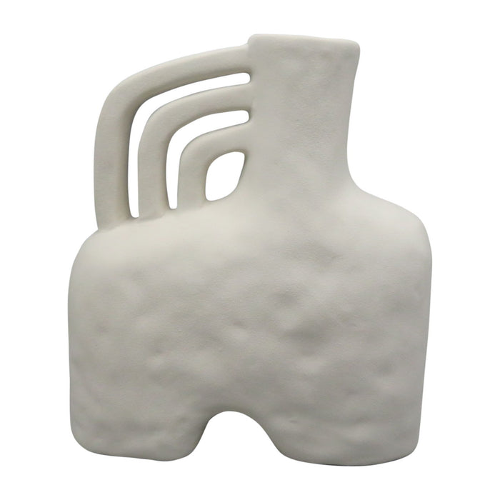Ceramic Rough Triple Handle Vase - Cotton
