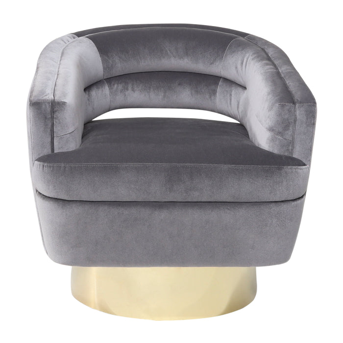 Velveteen Chair With Gold Base - Gray